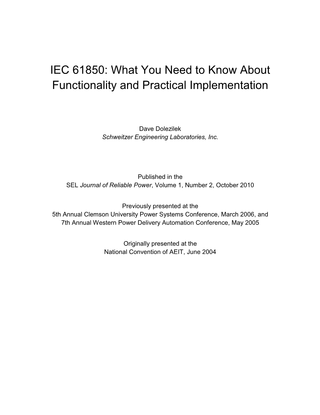 IEC 61850: What You Need to Know About Functionality and Practical Implementation