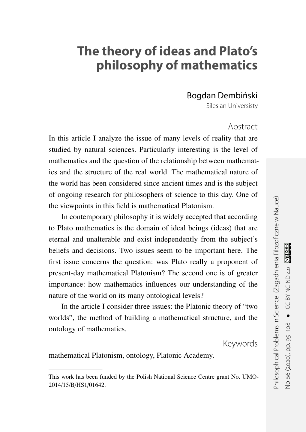 The Theory of Ideas and Plato's Philosophy of Mathematics