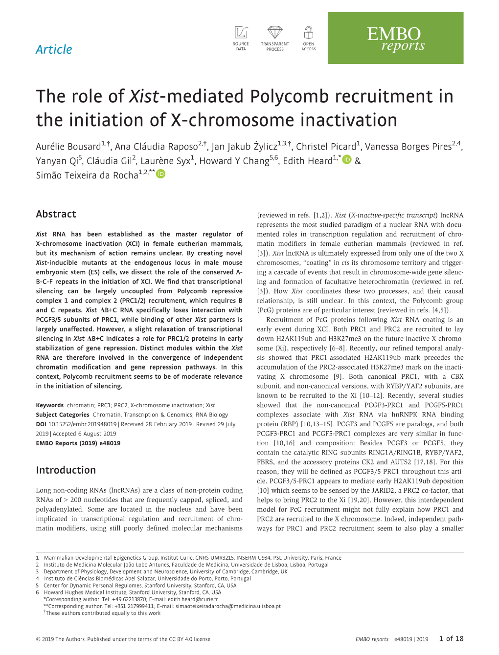 The Role of Xist‐Mediated Polycomb Recruitment in the Initiation of X