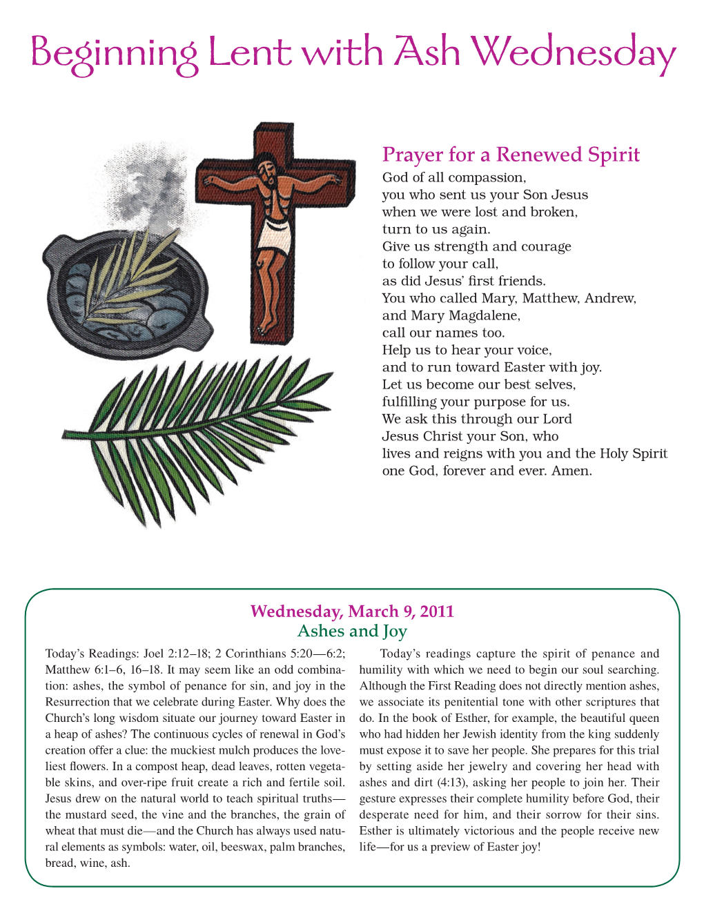 Beginning Lent with Ash Wednesday