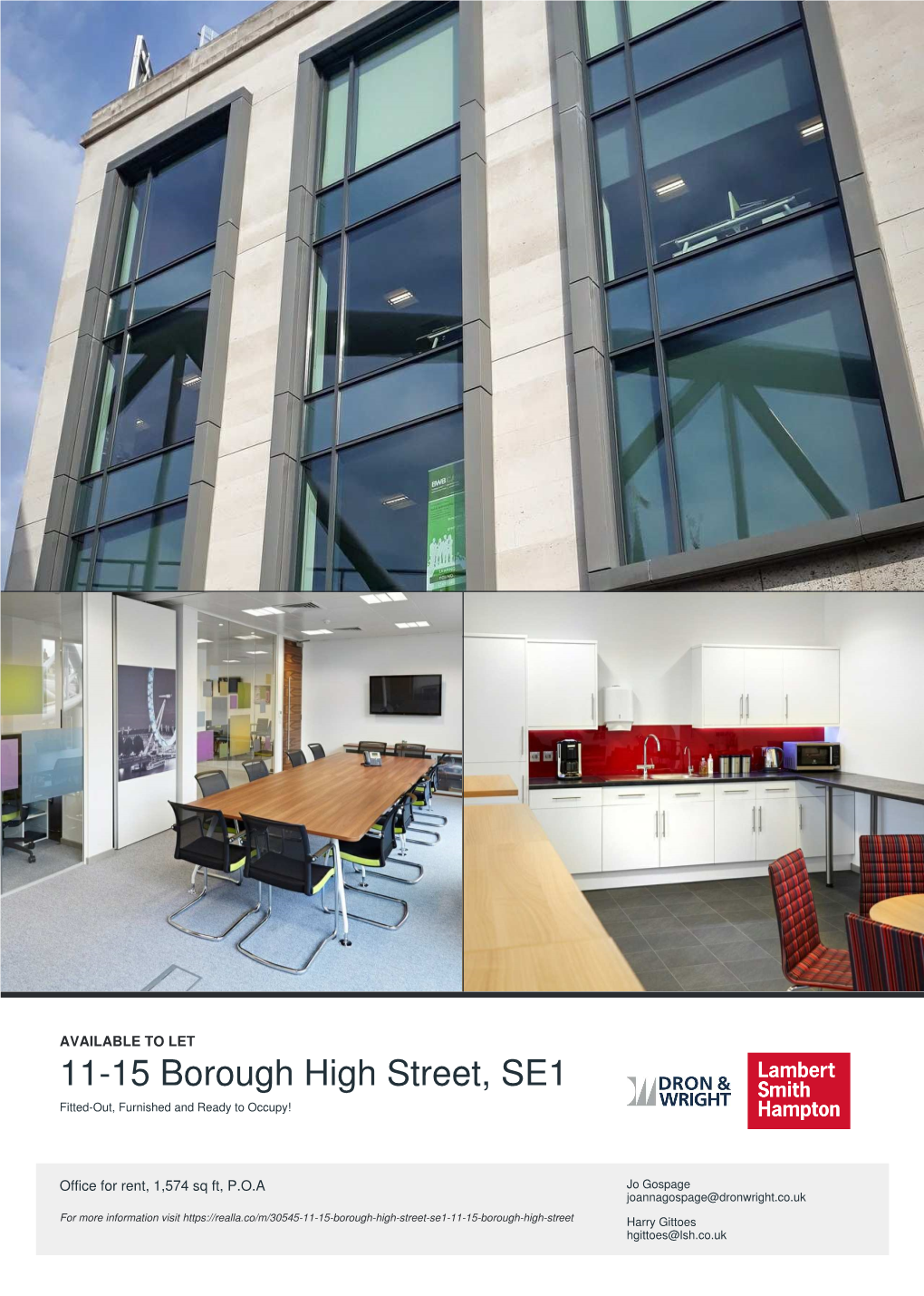 11-15 Borough High Street, SE1 Fitted-Out, Furnished and Ready to Occupy!