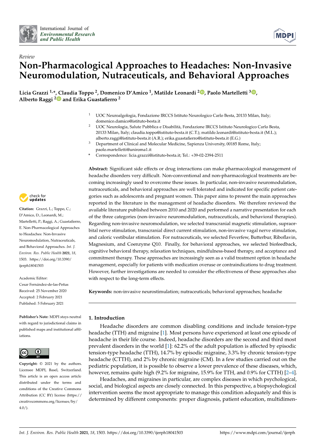 Non-Invasive Neuromodulation, Nutraceuticals, and Behavioral Approaches