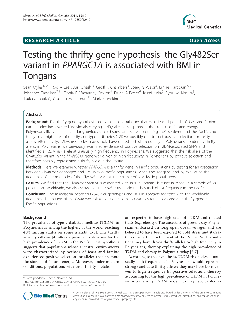 Testing the Thrifty Gene Hypothesis: the Gly482ser Variant in PPARGC1A