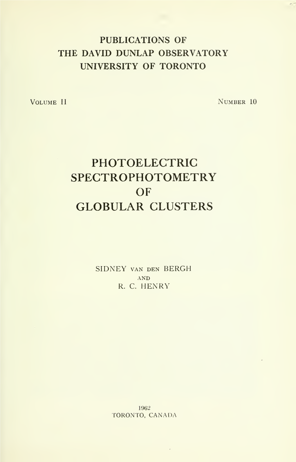 Publications of the David Dunlap Observatory- University of Toronto