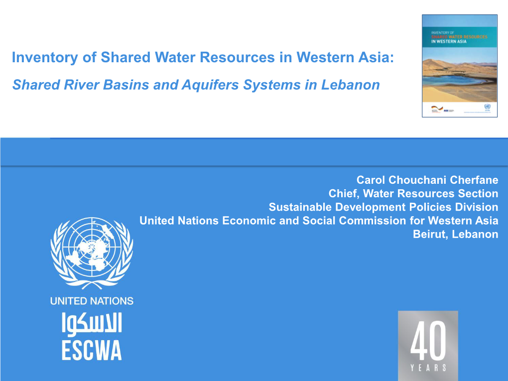 Inventory of Shared Water Resources in Western Asia