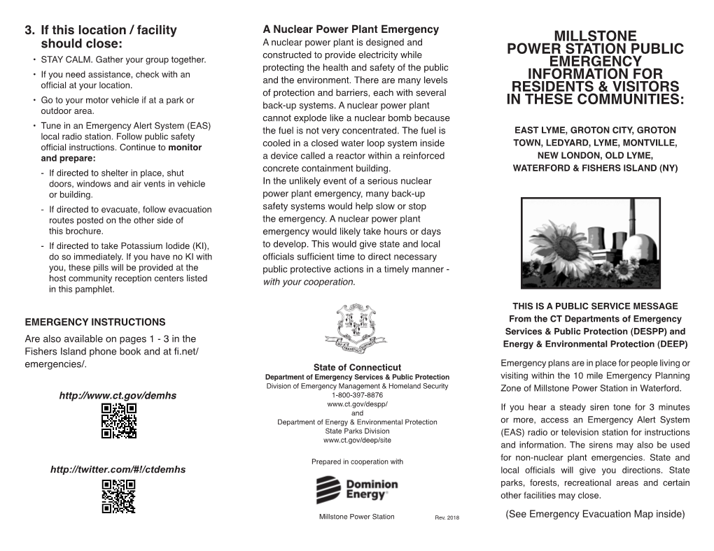 Millstone Power Station Public Emergency Information for Residents