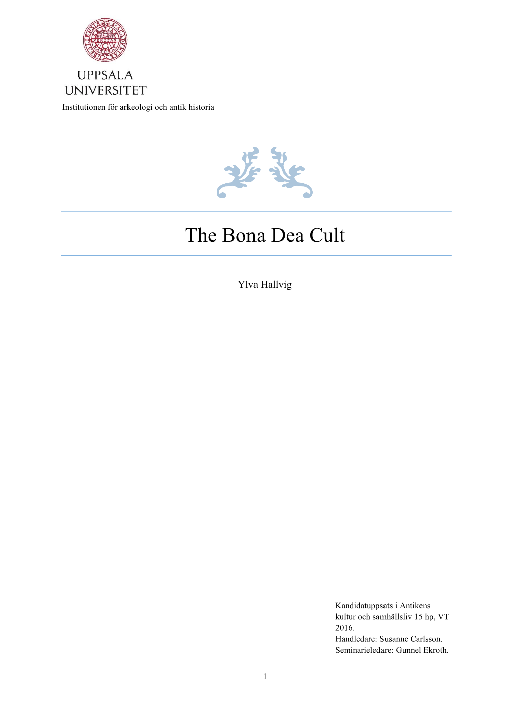 The Bona Dea Cult