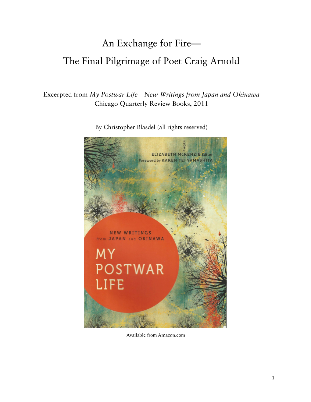 An Exchange for Fire— the Final Pilgrimage of Poet Craig Arnold