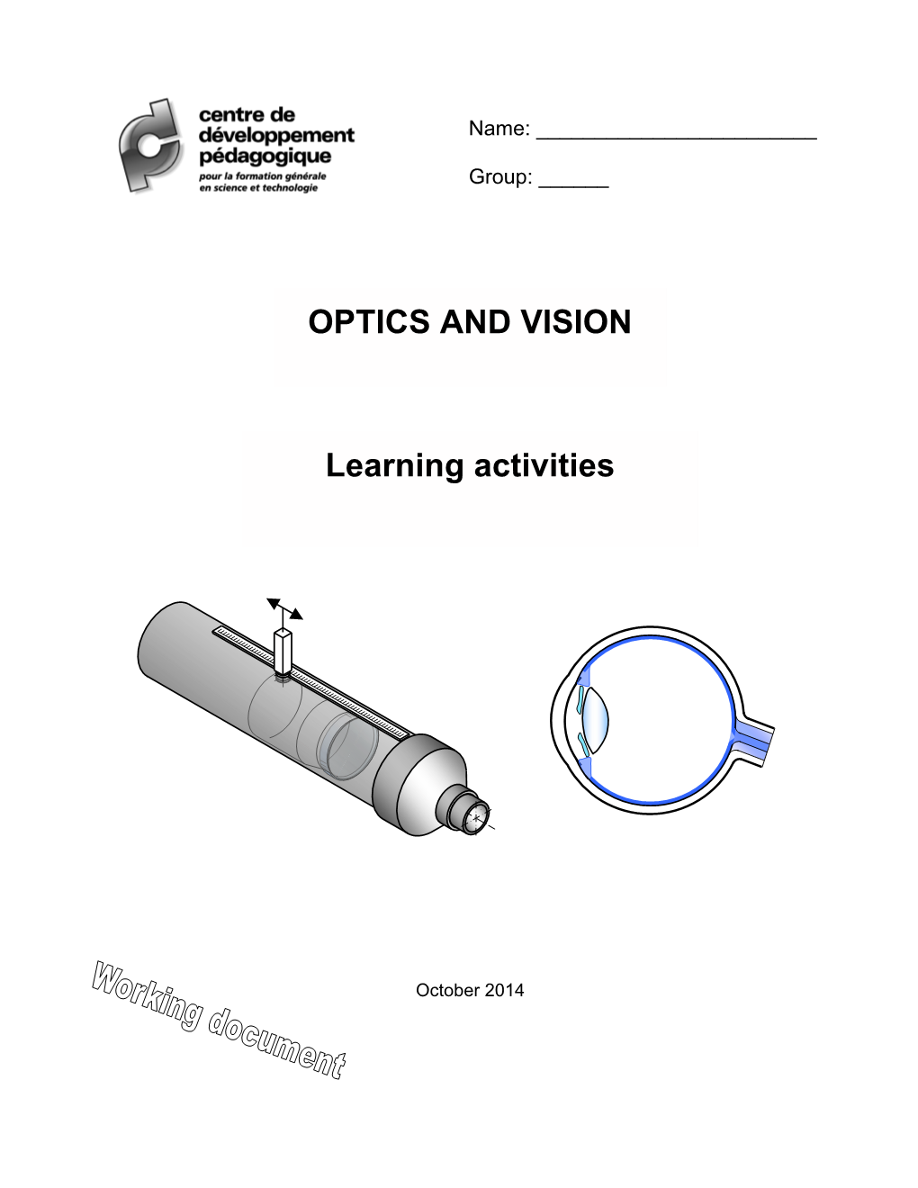 OPTICS and VISION Learning Activities