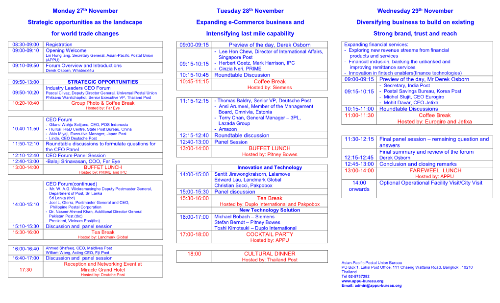 Monday 27Th November Strategic Opportunities As the Landscape For