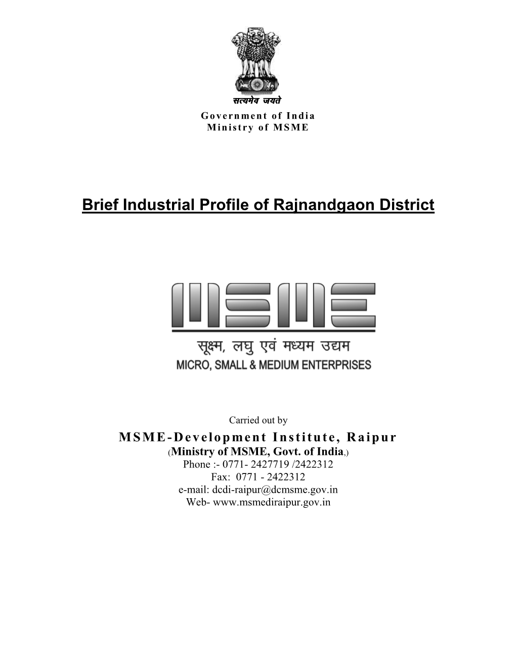 Brief Industrial Profile of Rajnandgaon District