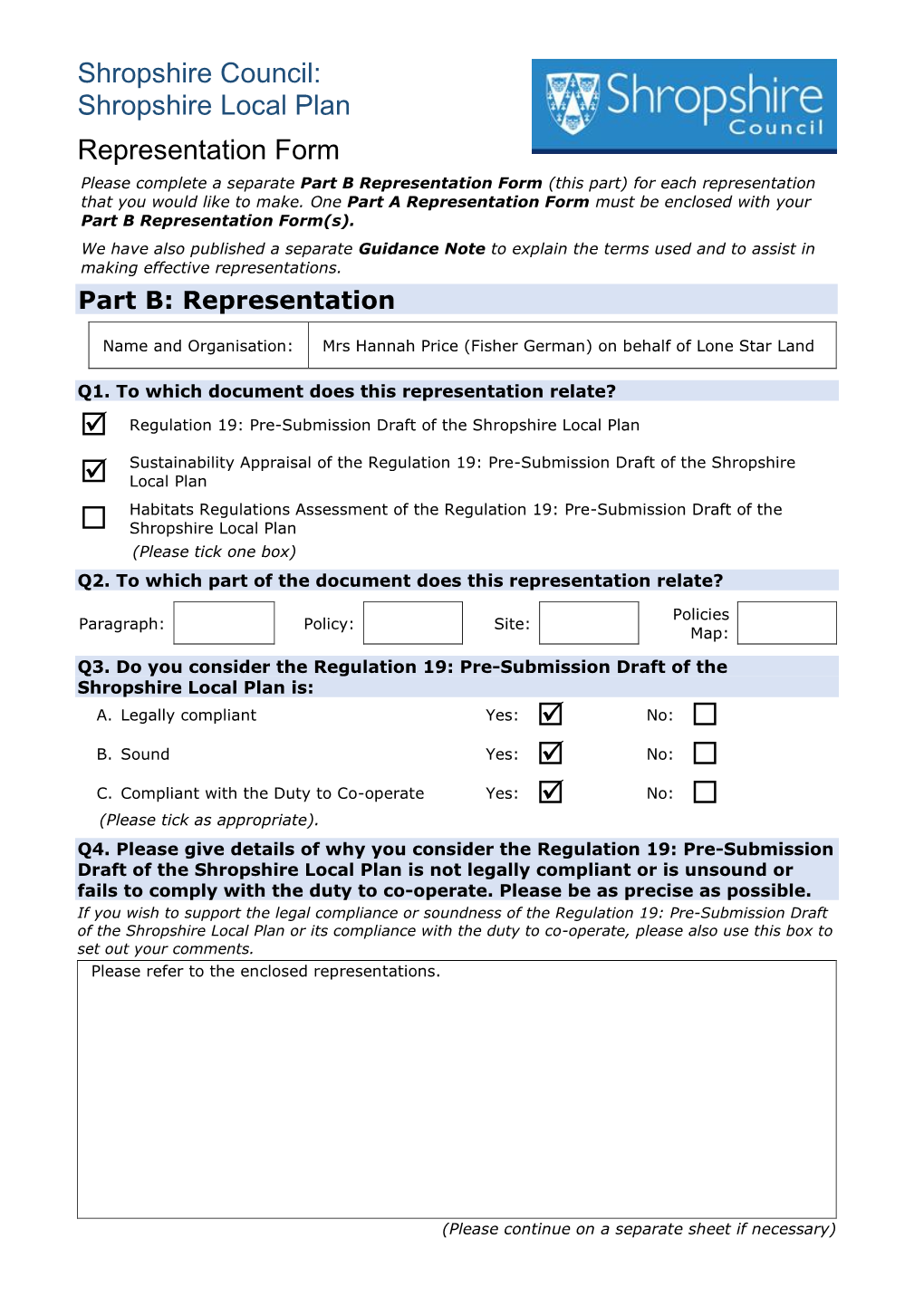 Shropshire Local Plan Representation Form