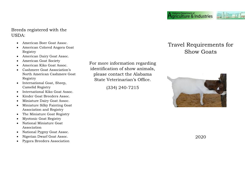 Travel Requirements for Show Goats