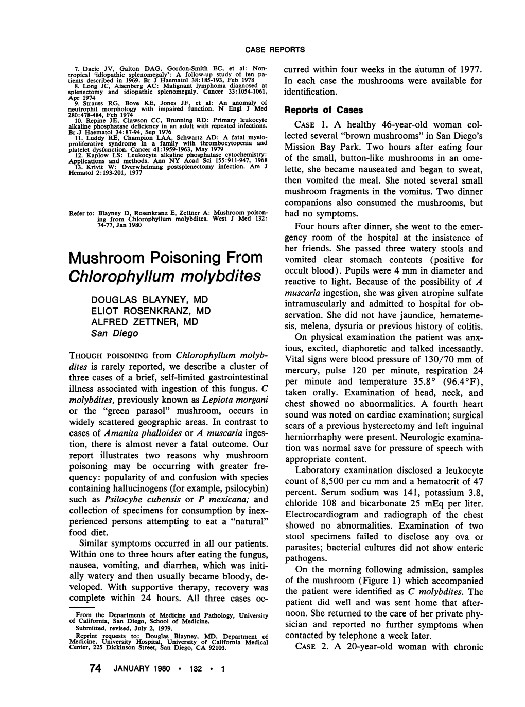 Mushroom Poisoning from Chlorophyllum Molybdites