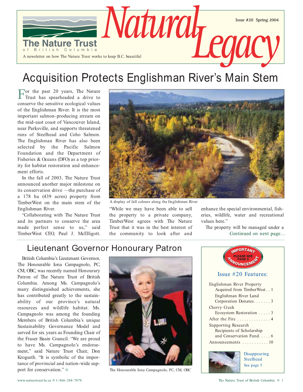 Acquisition Protects Englishman River's Main Stem