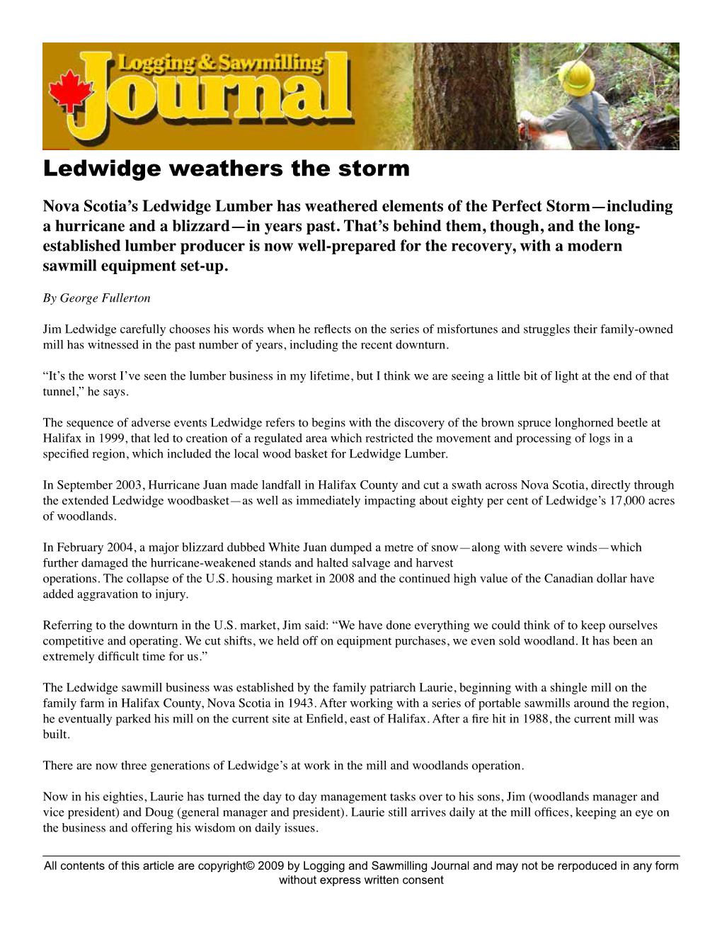 Ledwidge Weathers the Storm