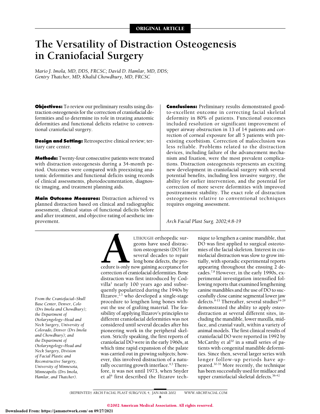 The Versatility of Distraction Osteogenesis in Craniofacial Surgery