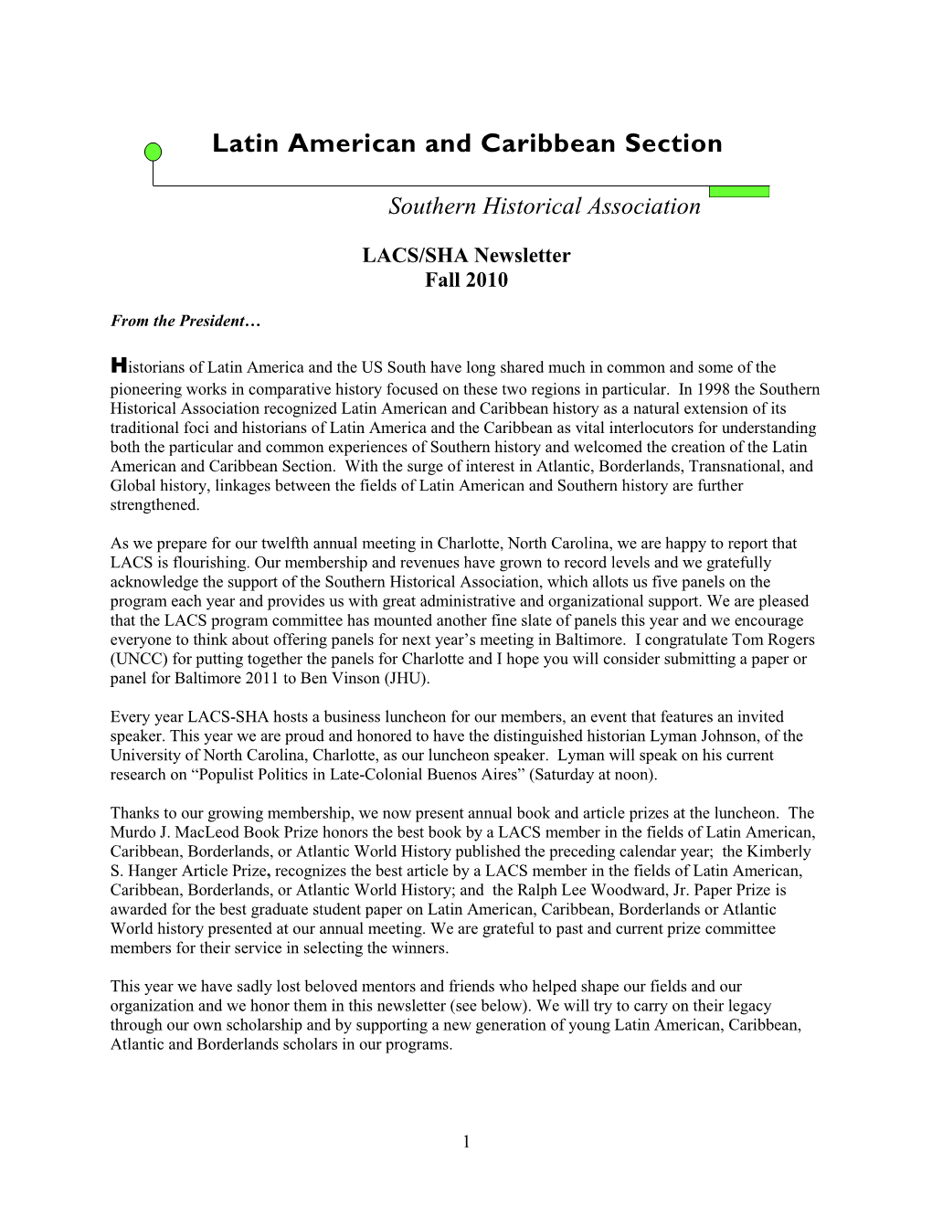 Latin American and Caribbean Section