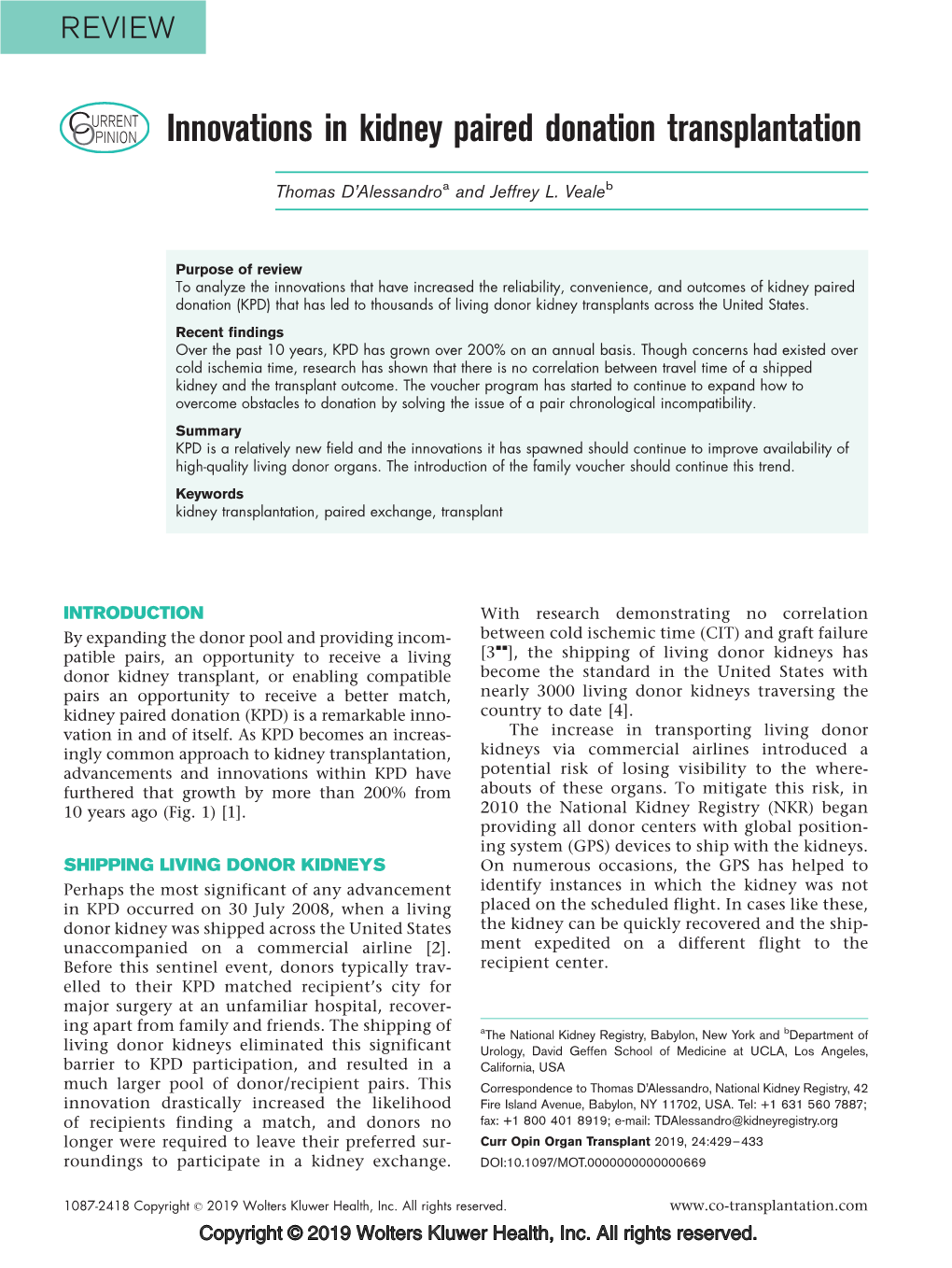 Innovations in Kidney Paired Donation