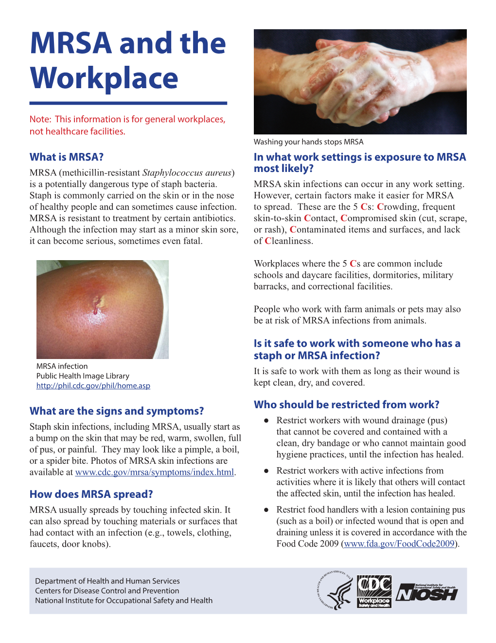 MRSA and the Workplace