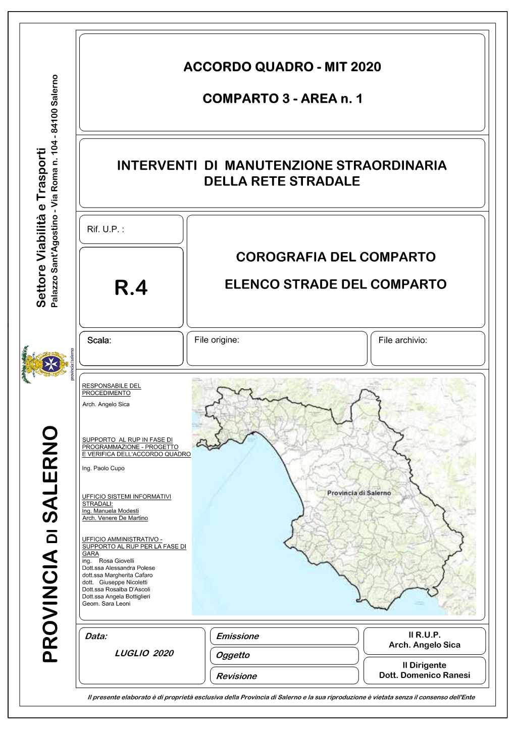 ACCORDO QUADRO - Area 1 - Comparto 3 Settore Viabilità E Trasporti