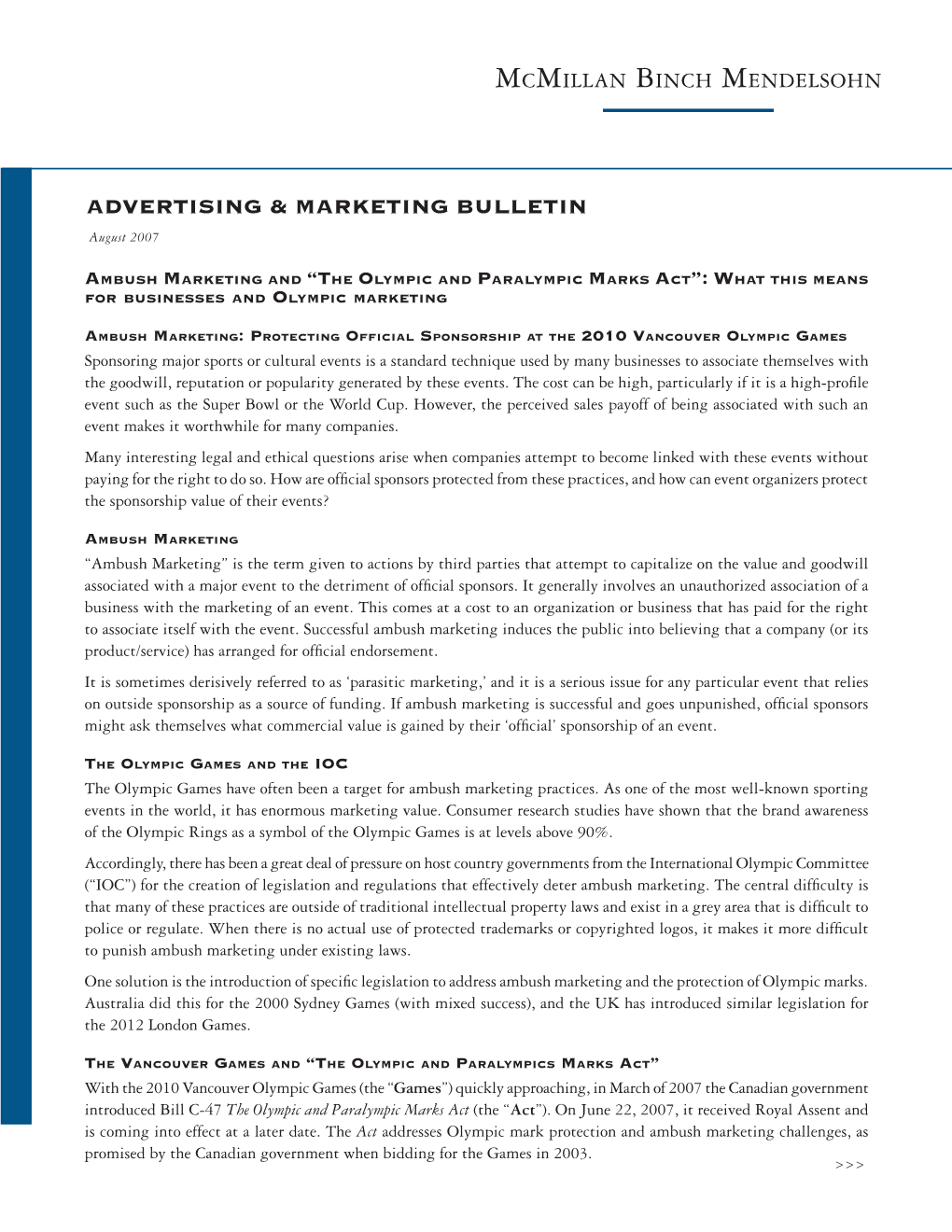 Ambush Marketing and "The Olympic and Paralympic Marks Act": What This Means for Businesses and Olympic Marketing