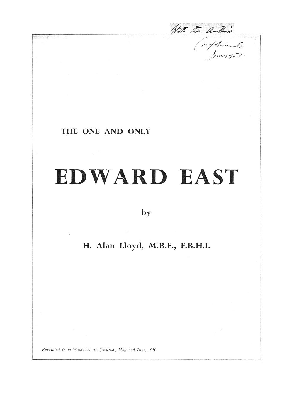 THE ONE and ONLY EDWARD EAST by H