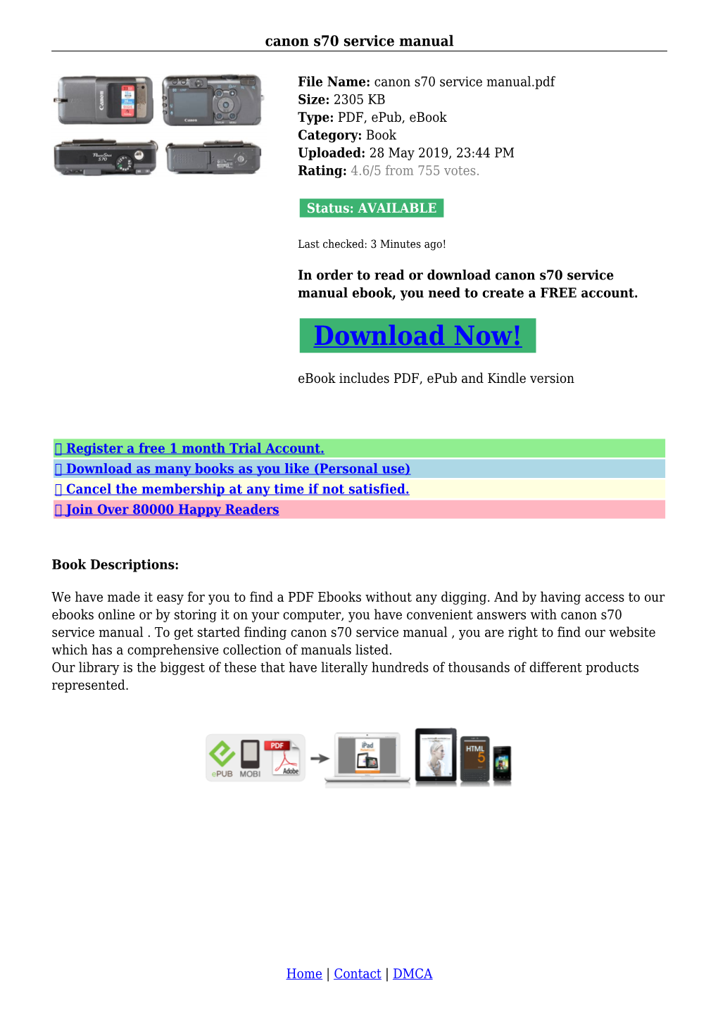 Canon S70 Service Manual