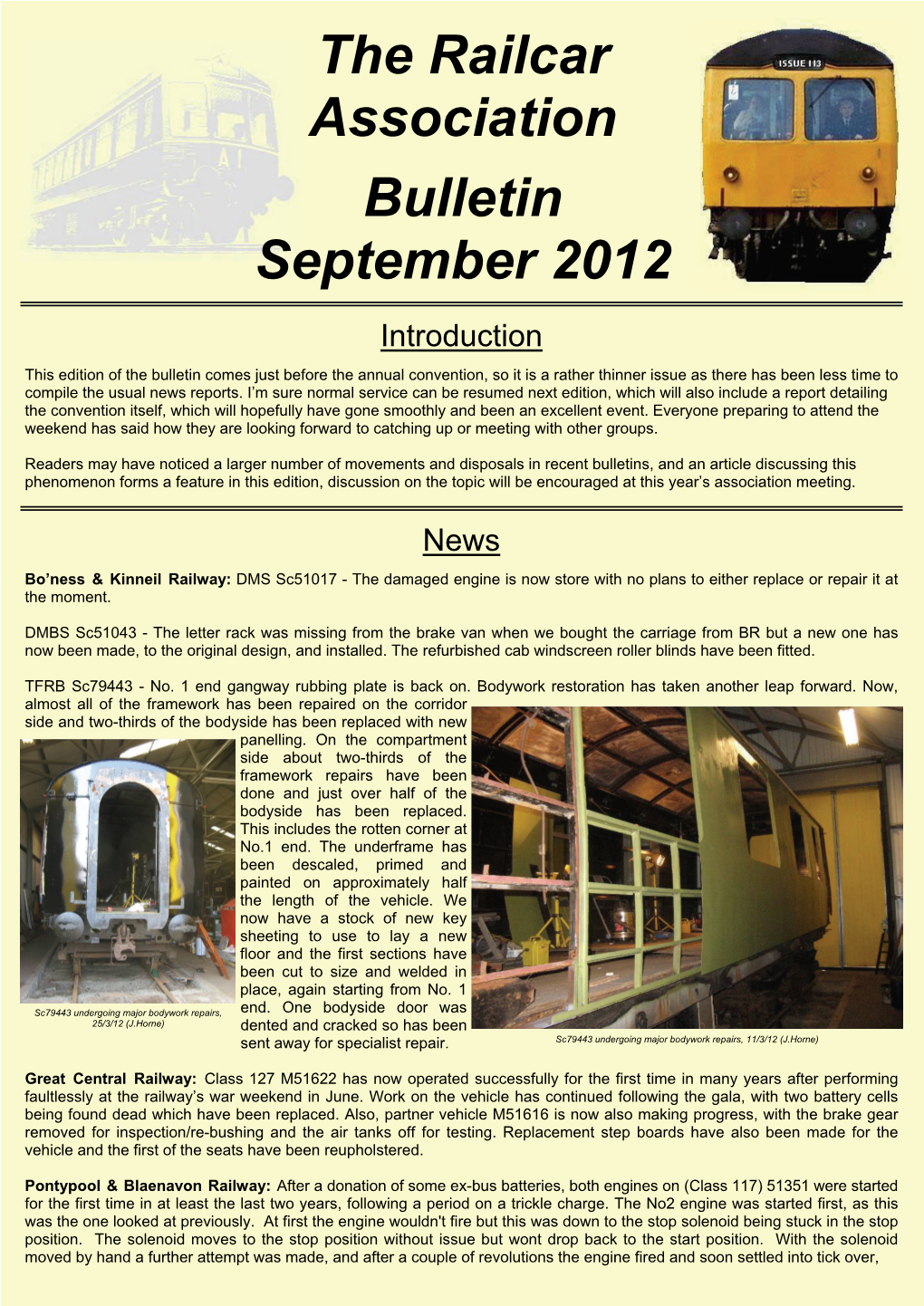 The Railcar Association Bulletin September 2012