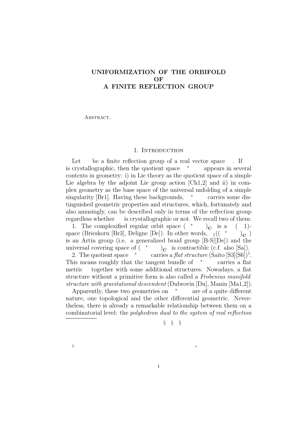 Uniformization of the Orbifold of a Finite Reflection Group