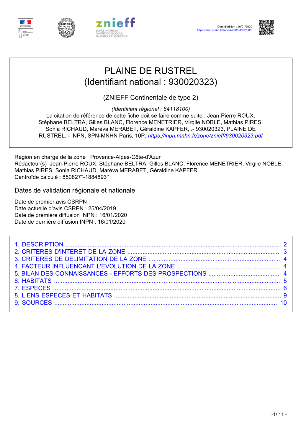 PLAINE DE RUSTREL (Identifiant National : 930020323)