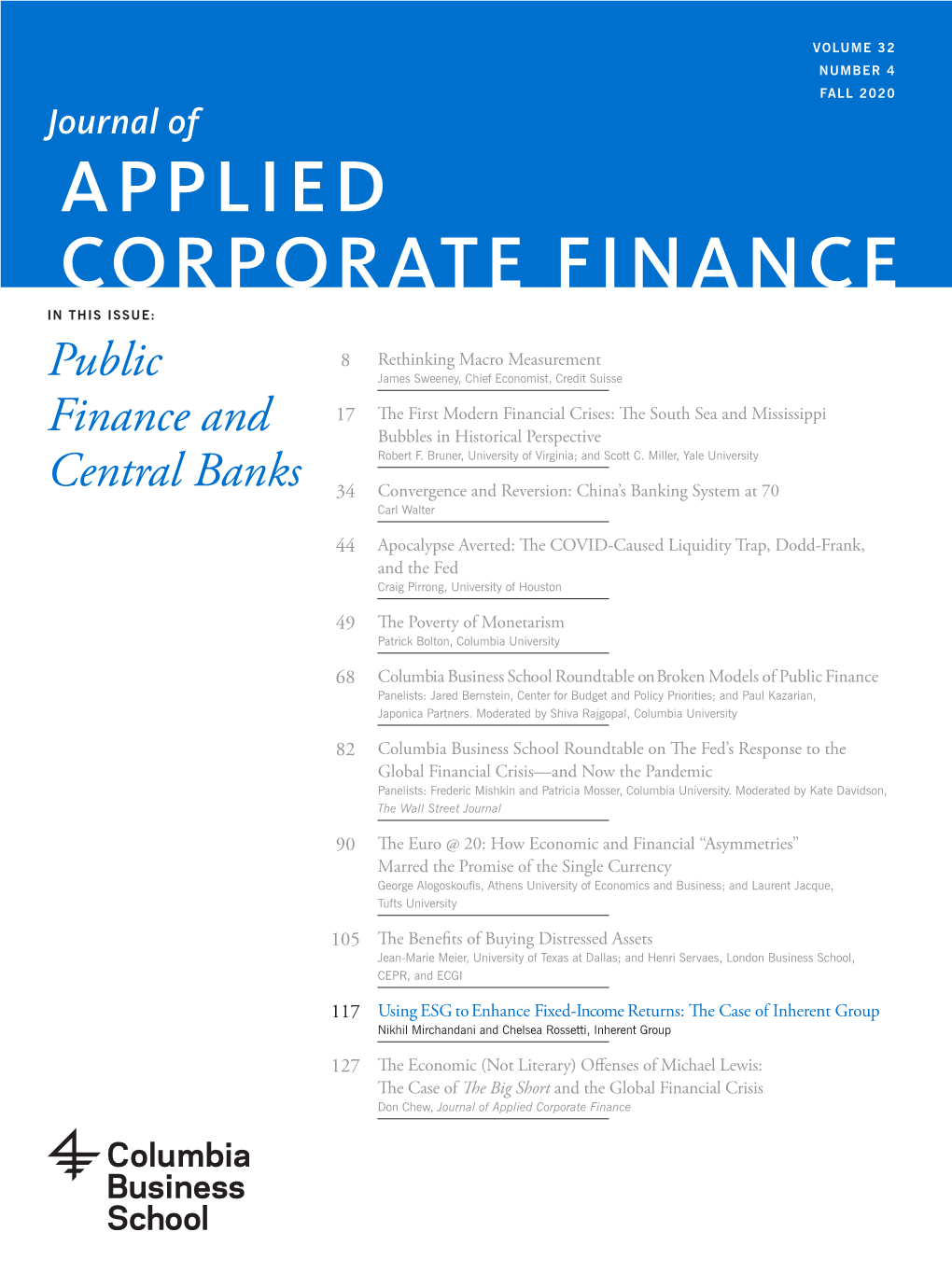 Applied Corporate Finance in This Issue