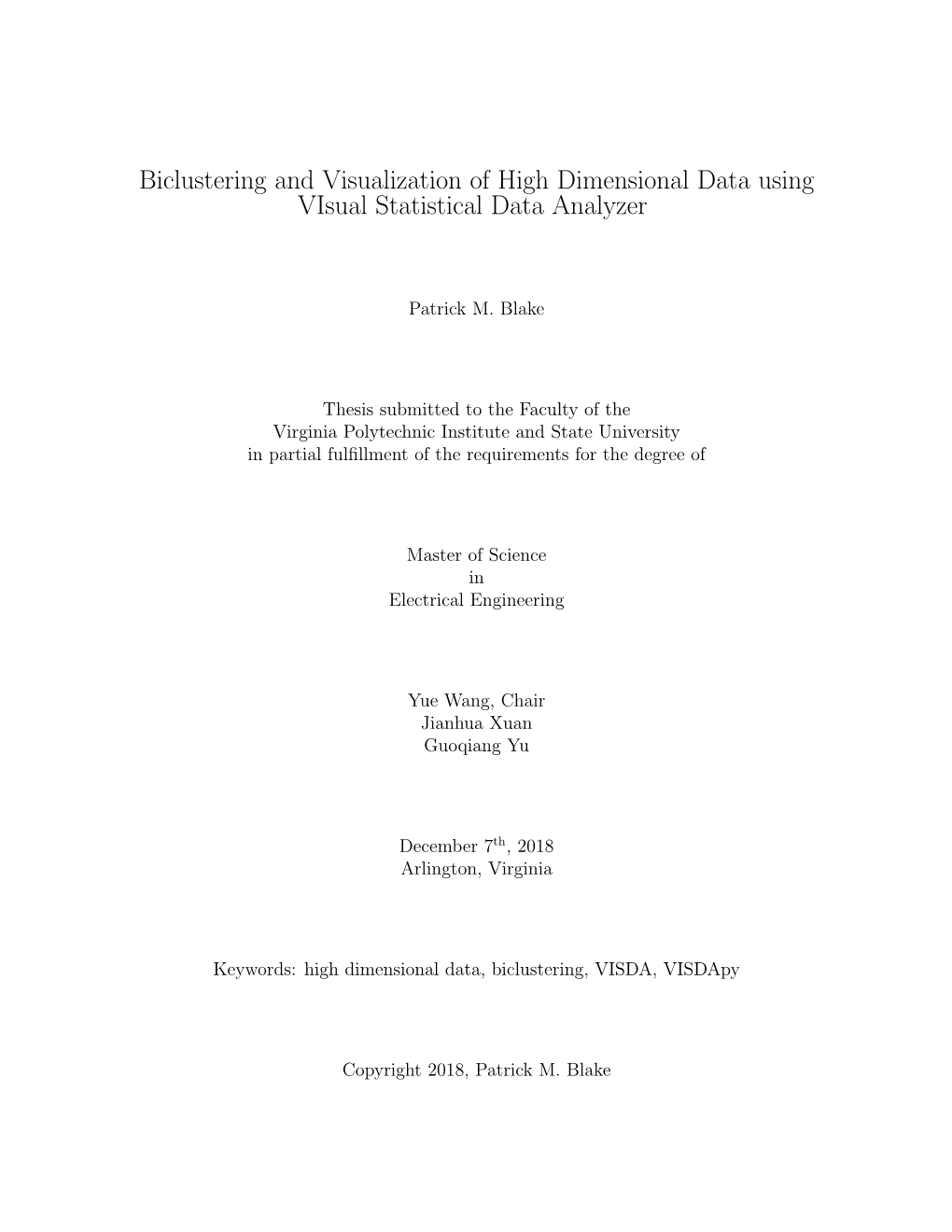 Biclustering and Visualization of High Dimensional Data Using Visual Statistical Data Analyzer