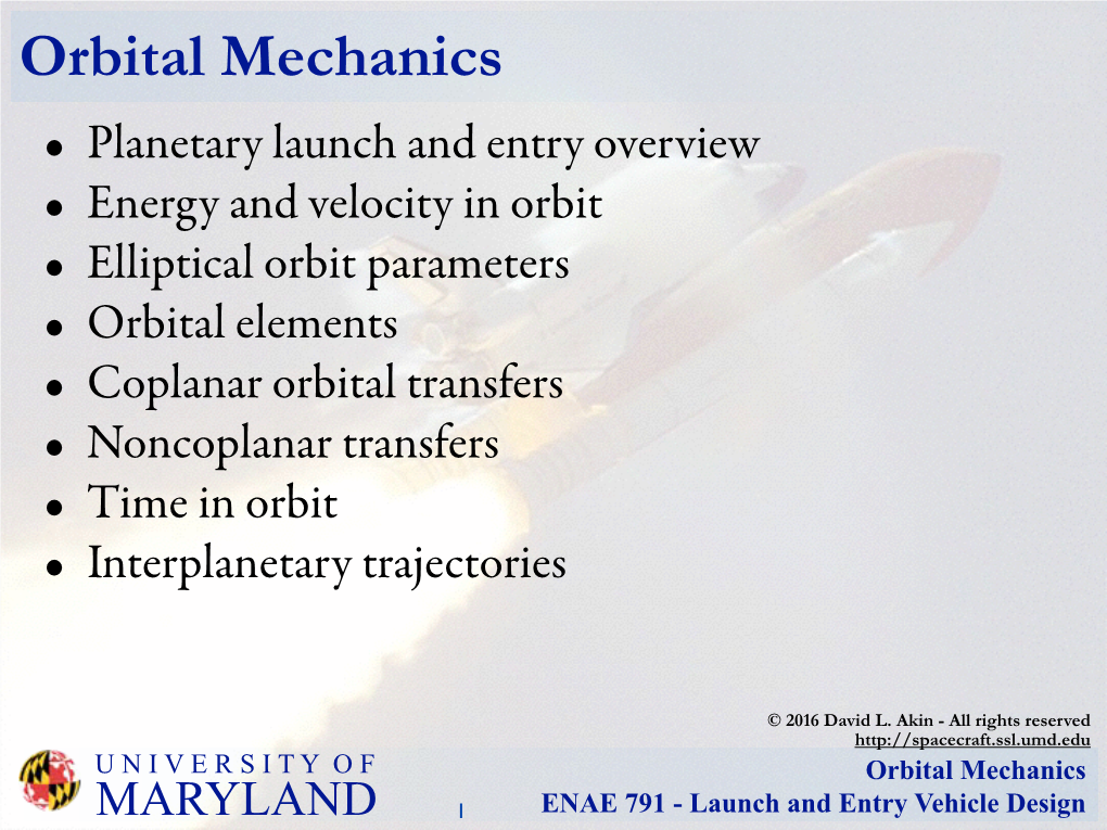 Orbital Mechanics