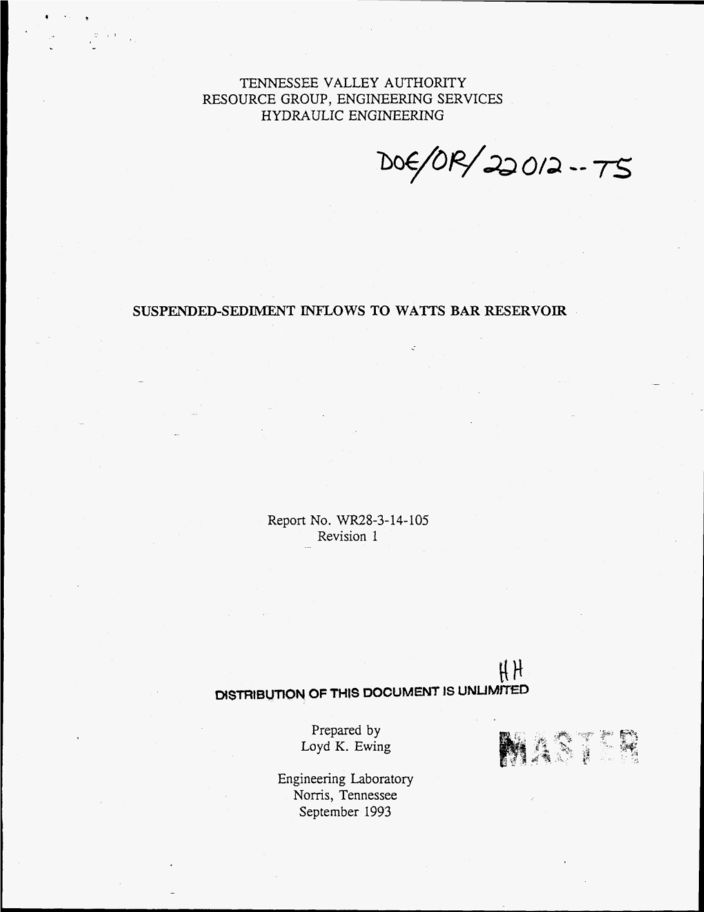 Suspended-Sediment Inflows to Watts Bar Reservoir