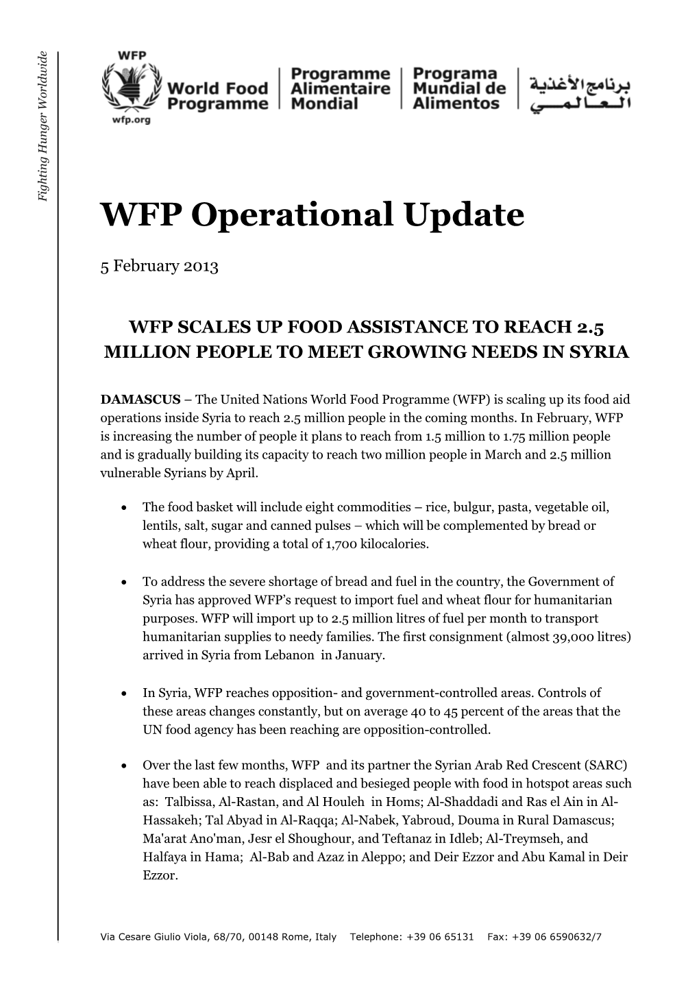 WFP News Release