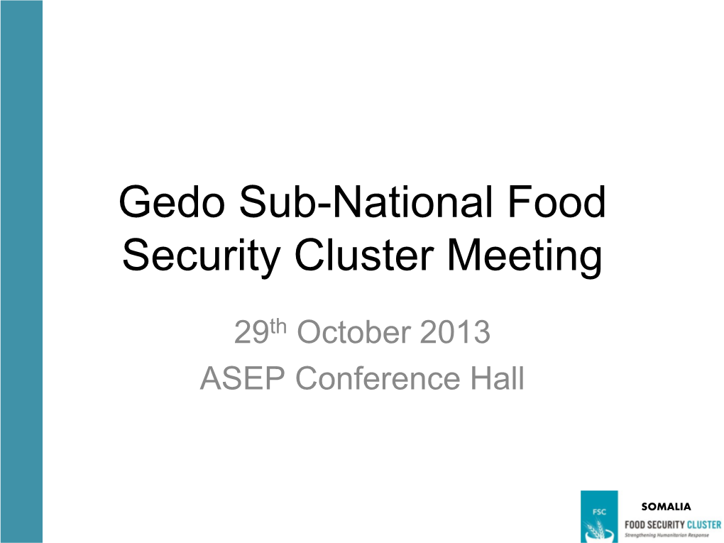 Gedo Sub-National Food Security Cluster Meeting