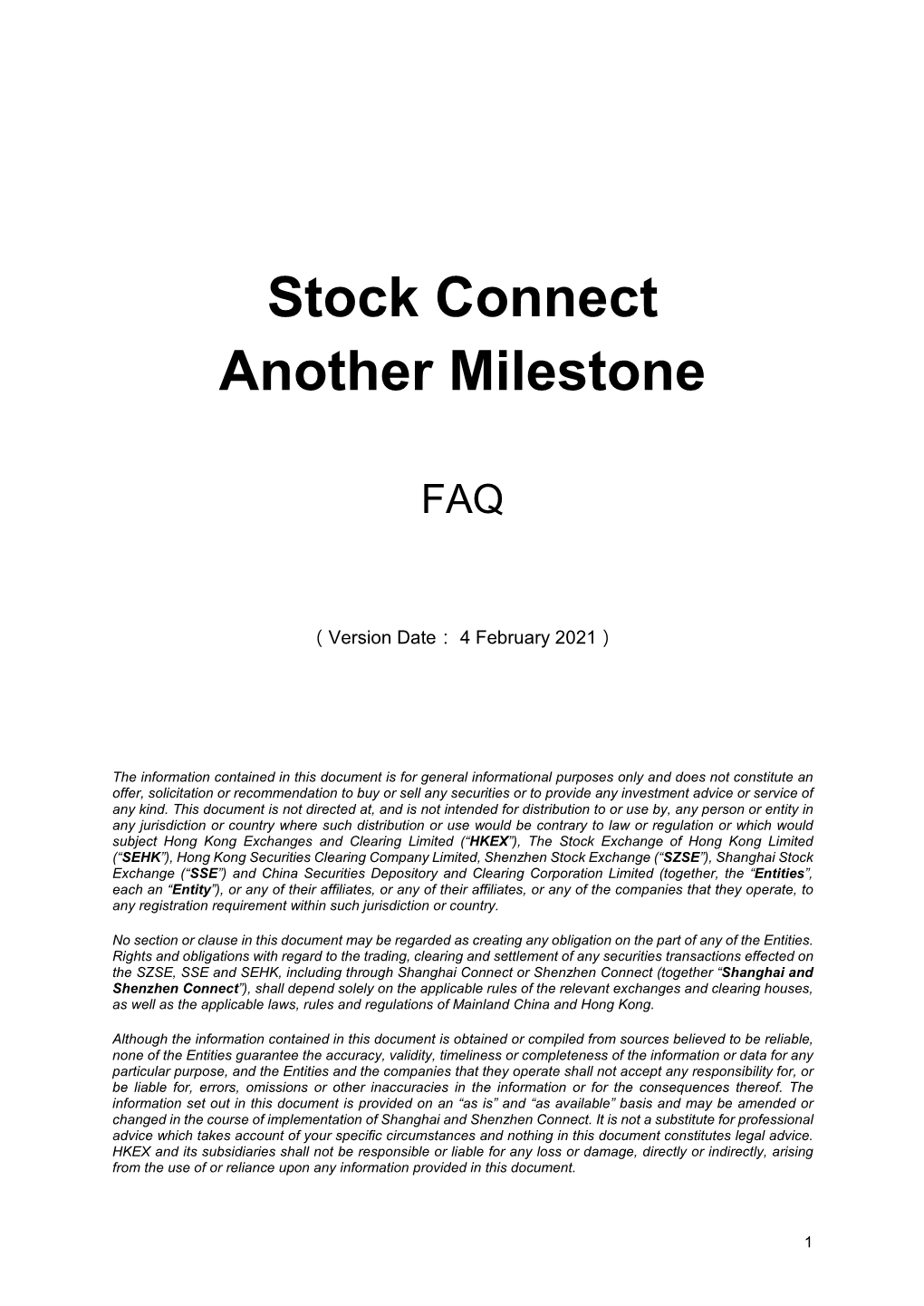 Stock Connect Another Milestone