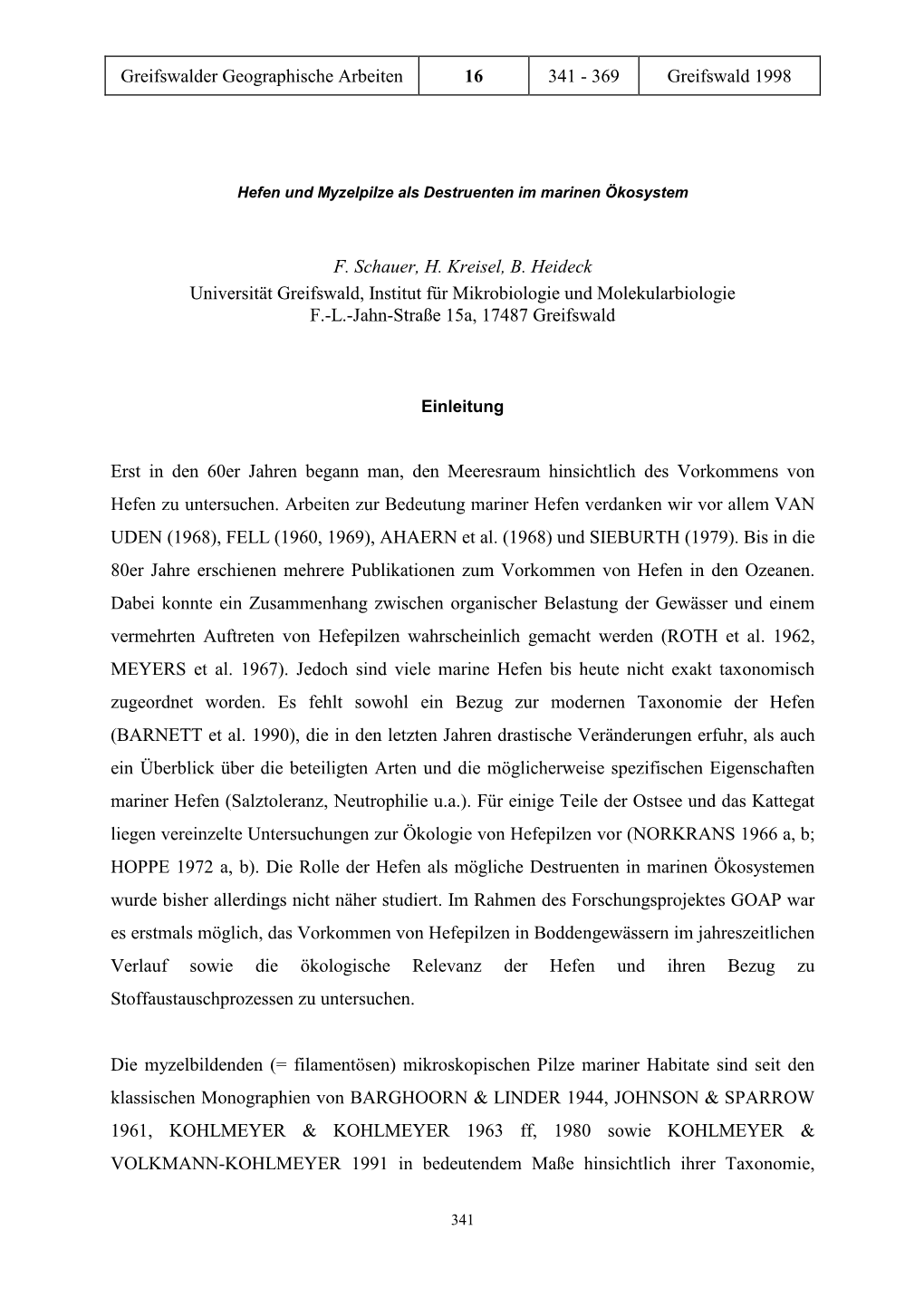 369 Greifswald 1998 F. Schauer, H. Kreisel, B. Heideck Universität