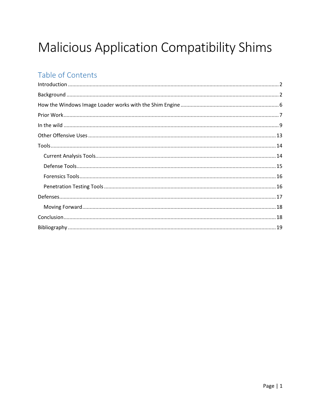 Malicious Application Compatibility Shims