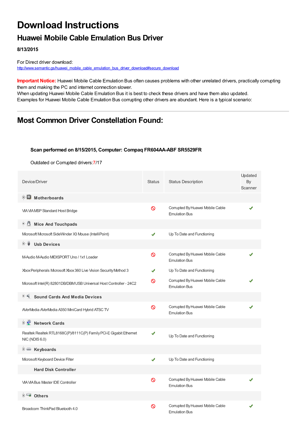 Driver Download Instructions