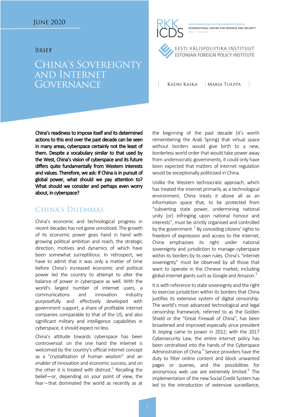 China's Sovereignty and Internet Governance