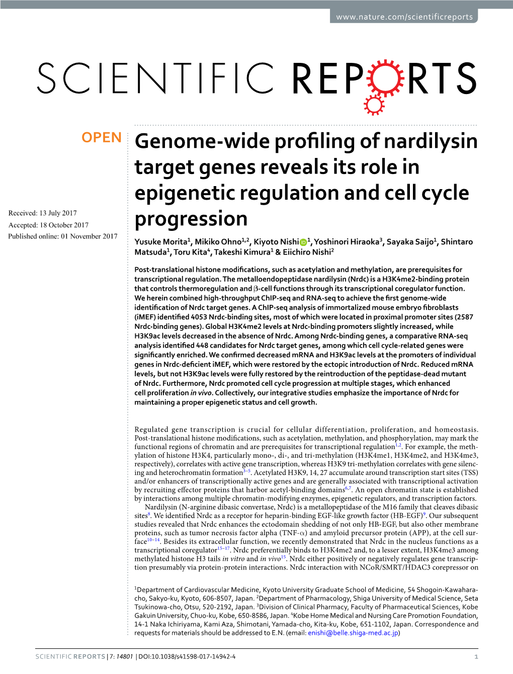 Genome-Wide Profiling of Nardilysin Target Genes