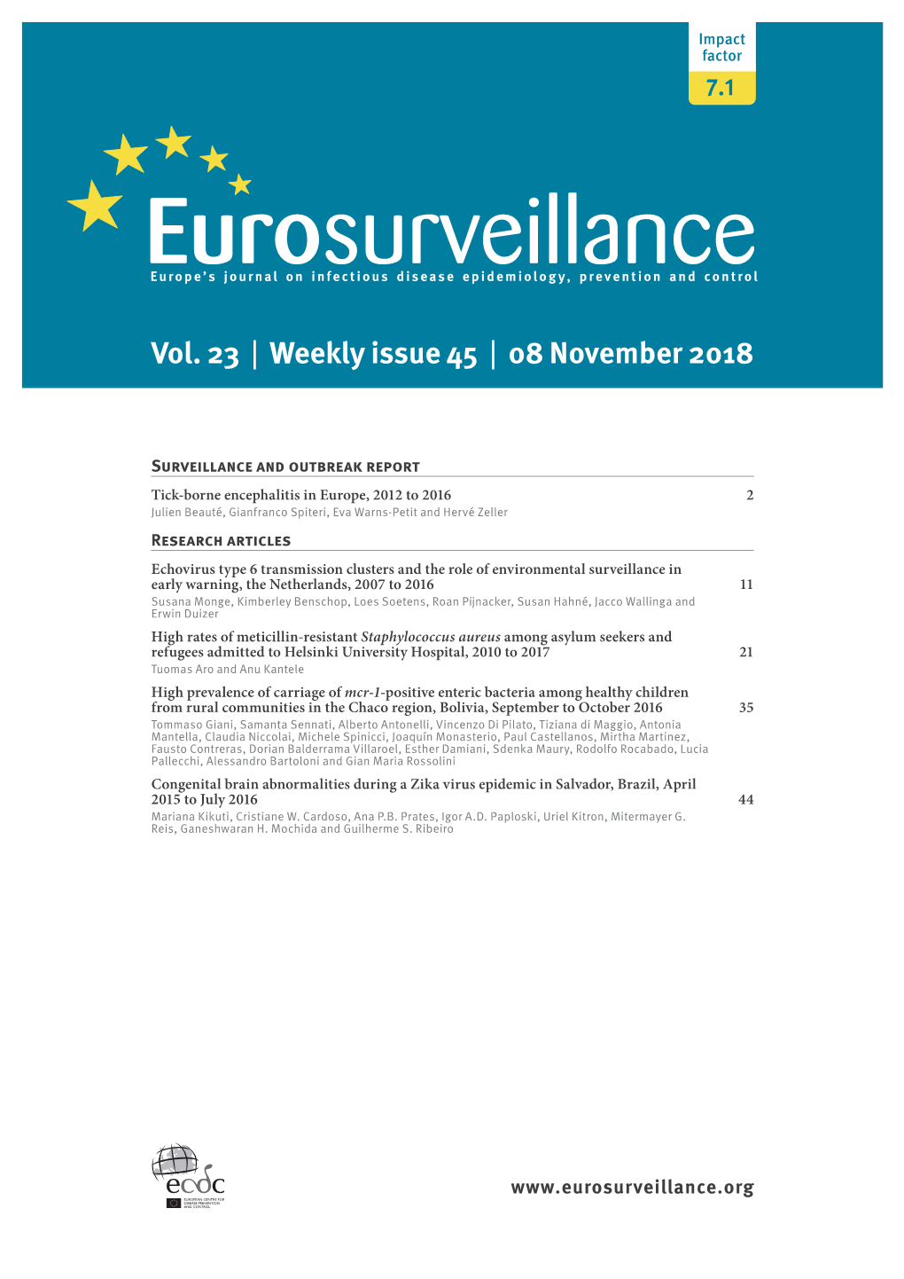 Vol. 23 | Weekly Issue 45 | 08 November 2018