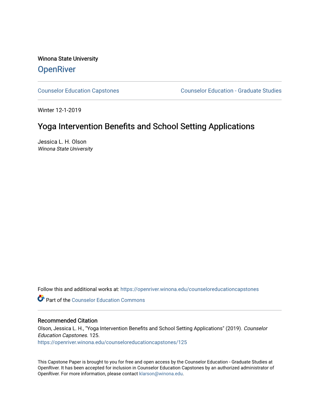 Yoga Intervention Benefits and School Setting Applications