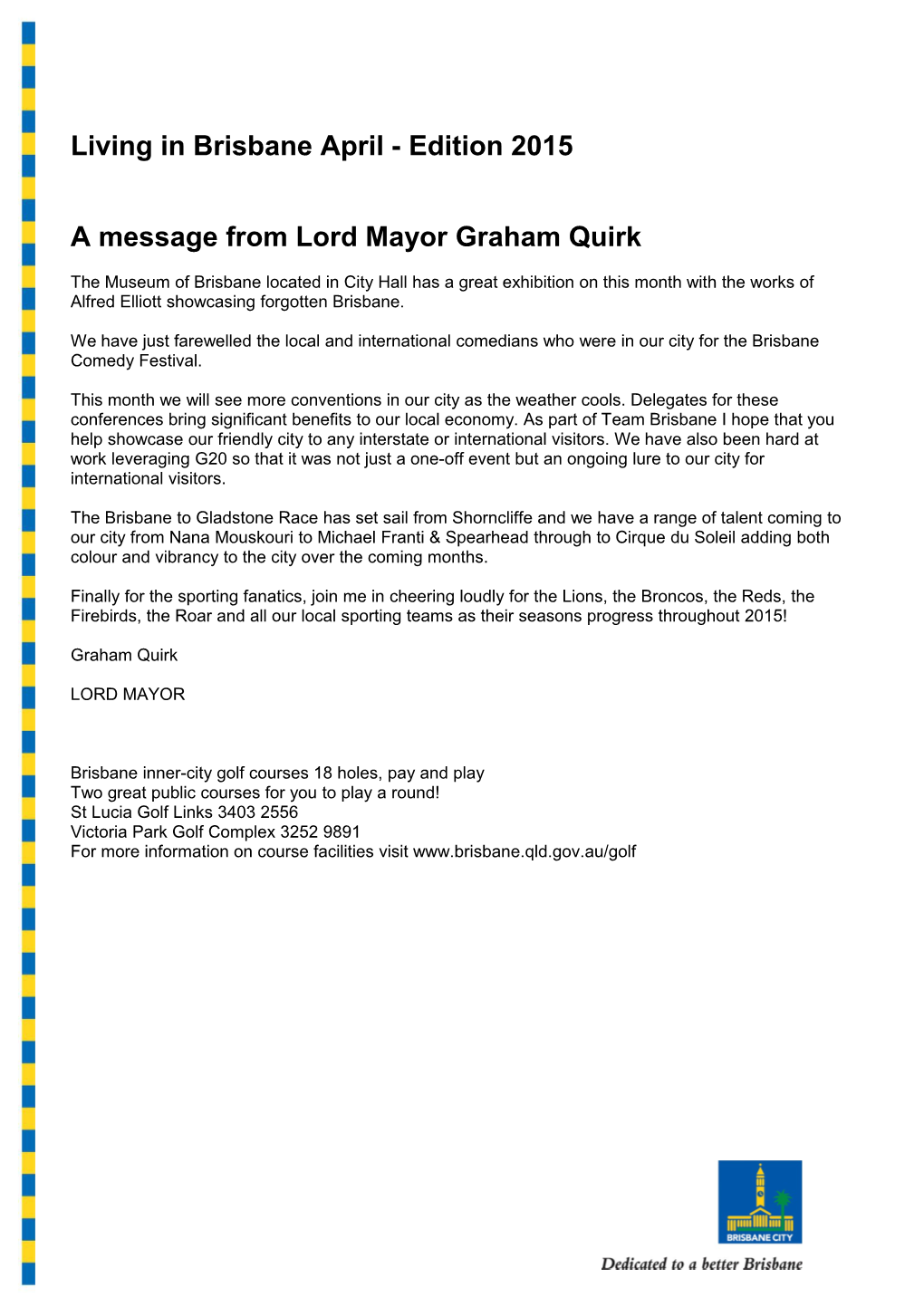 A Message from Lord Mayor Graham Quirk