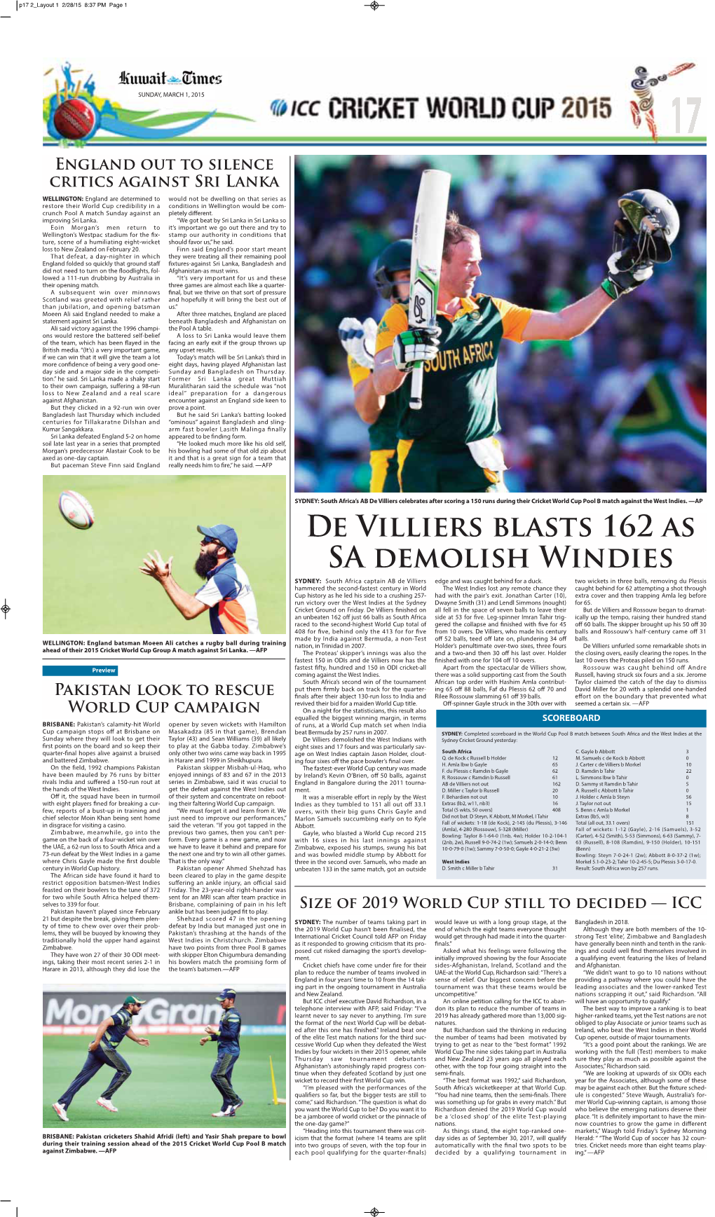 De Villiers Blasts 162 As SA Demolish Windies