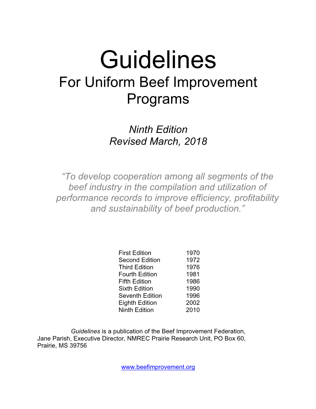 Guidelines for Uniform Beef Improvement Programs