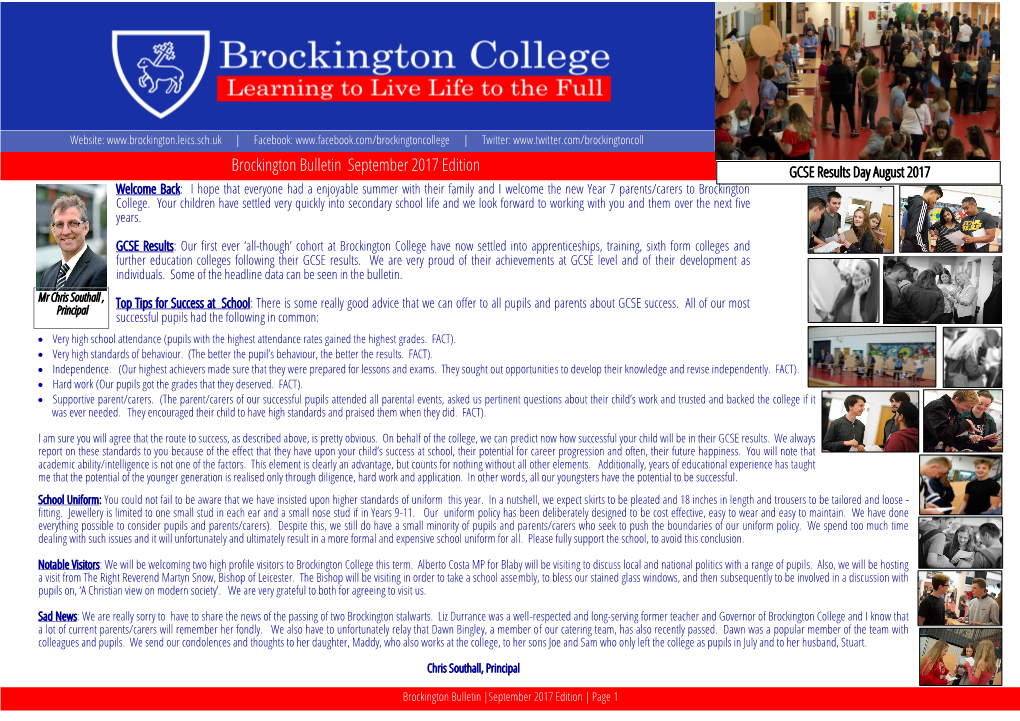 Brockington Bulletin September 2017 Edition