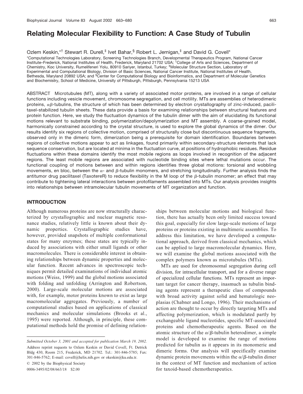 Relating Molecular Flexibility to Function: a Case Study of Tubulin